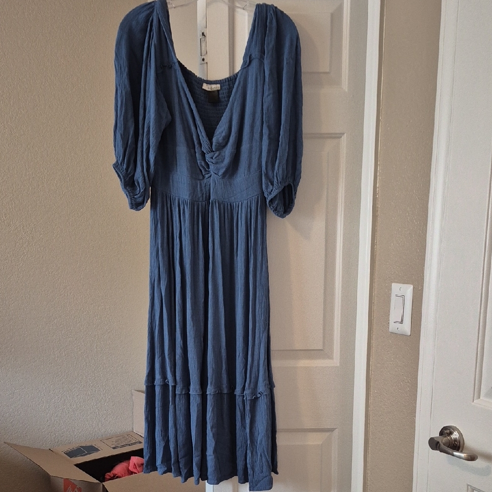 Chic Long Sleeve Blue Dress